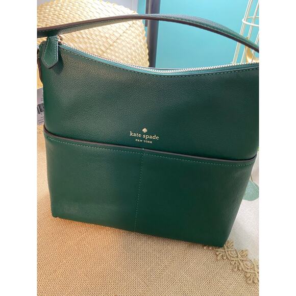 NWT Kate Spade New York One Shoulder Textured Leather Deep Jade Purse Bag - Picture 5 of 9